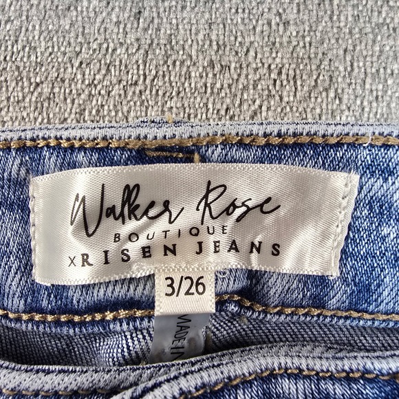 Walker Rose x Risen Jeans Barrel Leg High Rise Women 3/26 Salt Tree Stretch - Picture 11 of 16